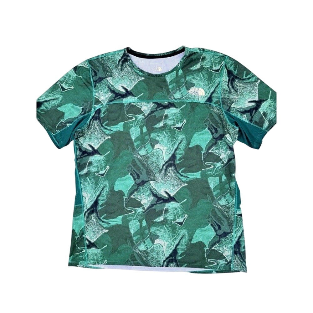 The North Face Sunriser FlashDry Men's XL Green Camo Running Athletic Shirt